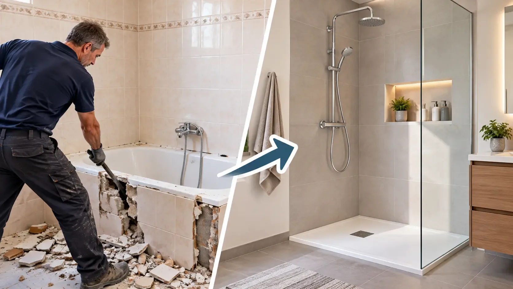 Precio de quitar la bañera y poner un plato de ducha en Vitoria